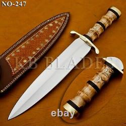 16.6 Handmade 1095 Carbon Steel Arkansas toothpick Hunting Dagger Blade Knife