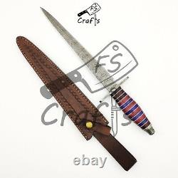 16 Custom Handmade Damascus Steel Hunting Dagger Knife Arkansas Toothpick Knife