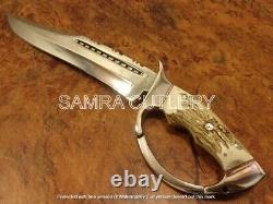 16 Stag Horn Custom Handmade D2-tool Hunting Bowie Knife With Handle