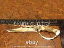 16 Stag Horn Custom Handmade D2-tool Hunting Bowie Knife With Handle