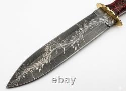 16 Zayyan Forged San mai Feather Damascus Steel Combat Dagger Knife