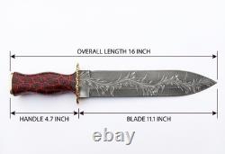 16 Zayyan Forged San mai Feather Damascus Steel Combat Dagger Knife