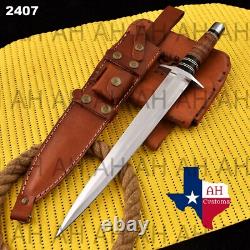 17 ARKANSAS TOOTHPICK Custom Handmade D2-Tool Steel DAGGER KNIFE WithSheath 2407
