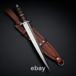 17 ARKANSAS Toothpick Dagger Knife With Sheath Custom Handmade D2 Steel Knife