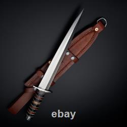 17 ARKANSAS Toothpick Dagger Knife With Sheath Custom Handmade D2 Steel Knife
