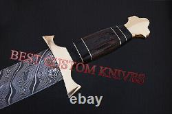 17 Battler Dagge Rare Custom Made Damascus Steel Dagger Combat, Tactical Knife