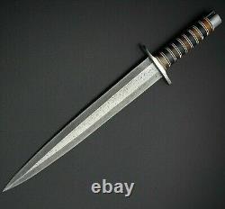 17 Custom Handmade Damascus Steel Dagger Knife Full Tang Spear Point + sheath