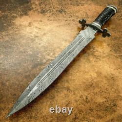 17 Dagger, Custom Made Damascus Steel Blade, Tactical Survival, Hunting Knife