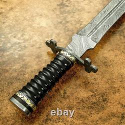 17 Dagger, Custom Made Damascus Steel Blade, Tactical Survival, Hunting Knife