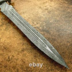 17 Dagger, Custom Made Damascus Steel Blade, Tactical Survival, Hunting Knife