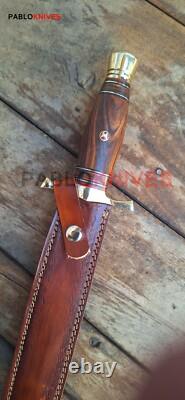 17 Hand Forged Damarcus Steel Hunting Double Edge Dagger Knife wood Handle