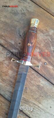 17 Hand Forged Damarcus Steel Hunting Double Edge Dagger Knife wood Handle