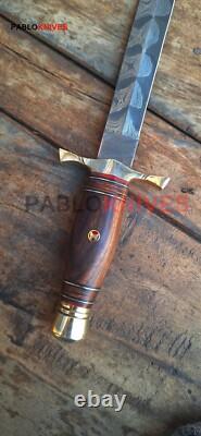 17 Hand Forged Damarcus Steel Hunting Double Edge Dagger Knife wood Handle