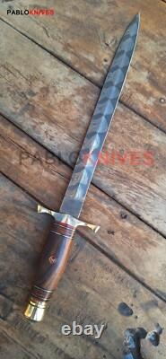 17 Hand Forged Damarcus Steel Hunting Double Edge Dagger Knife wood Handle