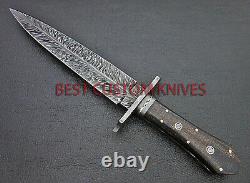 17 Superb, Hand Forged Damascus Steel Blade, Feather Pattern, Dagger Knife