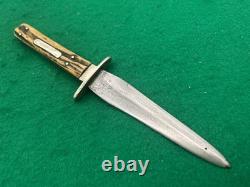 1844-1884 Horrabin Sheffield England Stag Fighter Dagger Knife With Sheath