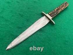 1844-1884 Horrabin Sheffield England Stag Fighter Dagger Knife With Sheath