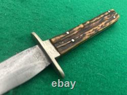 1844-1884 Horrabin Sheffield England Stag Fighter Dagger Knife With Sheath