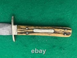 1844-1884 Horrabin Sheffield England Stag Fighter Dagger Knife With Sheath
