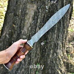 19Custom HANDMADE FORGED DAMASCUS STEEL HUNTING Dagger Fix Blade Sword KNIFE