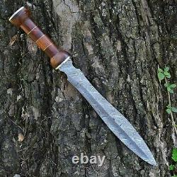 19Custom HANDMADE FORGED DAMASCUS STEEL HUNTING Dagger Fix Blade Sword KNIFE