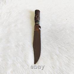 19c Vintage Handmade Iron Straight Blade Combat Dagger Horn Handle Knife KN35