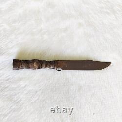19c Vintage Handmade Iron Straight Blade Combat Dagger Horn Handle Knife KN35