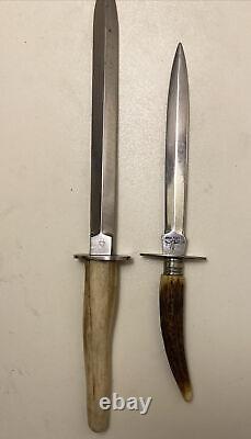 2 RARE Vintage France Antique Inox Fighting Knives Lot Of 2 Combat Daggers