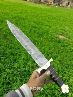 20 Custom Hand Forged Damascus Steel Combat Survival Hunting Bowie Dagger Knife