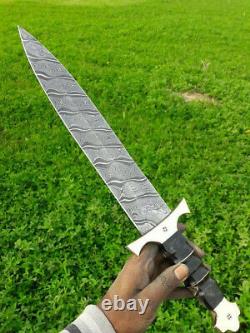 20 Custom Hand Forged Damascus Steel Combat Survival Hunting Bowie Dagger Knife