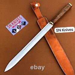 20custom Handmade D2 Tool Steel Hunting Long Dagger Knife Bowie Knife+sheath