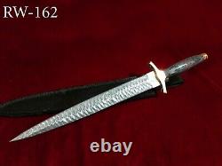 21 Base Camp Handmade Damascus Steel Combat Hunting Dagger Bowie Knife RW-162