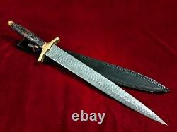 21 Base Camp Handmade Damascus Steel Combat Hunting Dagger Bowie Knife RW-162