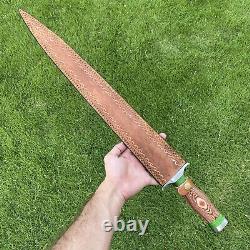 24 1/2 Nyc Handmade D2 Tool Steel Hunting Camp Jungle Dagger Sword Knife 309