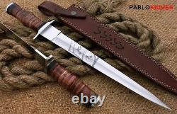 25 Hand Forged High Polish Stainless Steel Hunting Dagger / Leather Handle