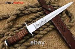 25 Hand Forged High Polish Stainless Steel Hunting Dagger / Leather Handle