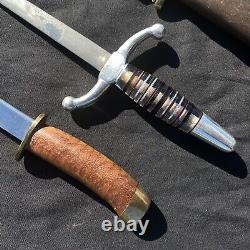 3 WWII Theater Made Fixed Blade Trench Art Fighting Knife Dagger Lot