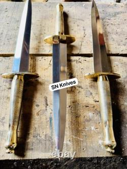 3-pcs Set Handmade D2 Steel Hunting Commando Dagger Bowie Knife With Sheath