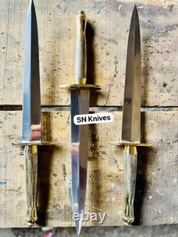 3-pcs Set Handmade D2 Steel Hunting Commando Dagger Bowie Knife With Sheath