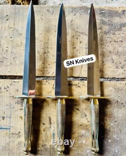 3-pcs Set Handmade D2 Steel Hunting Commando Dagger Bowie Knife With Sheath