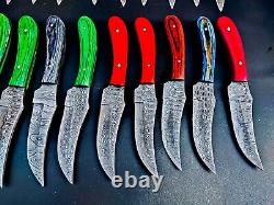 30 Pcs Lot! Hand Forged Damascus Steel Blade Skinner Knife, Dagger Hunting Knife