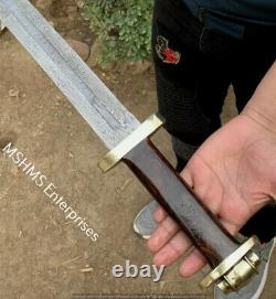 32 Inch Custom Handmade Damascus Steel Dagger Sword Dragon Warrior V50