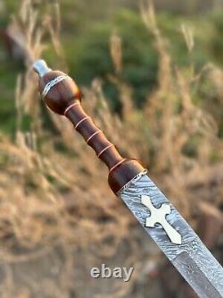 38 ROMAN GLADIUS HISTORICAL DAMASCUS STEEL DAGGER VIKING SHARP SWORD, WithSHEATH