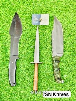 3pcs-custom Handmade D2 Steel Hunting Dagger Bowie Set With Sheath