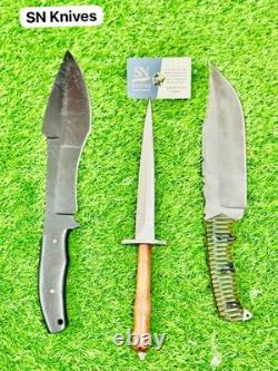 3pcs-custom Handmade D2 Steel Hunting Dagger Bowie Set With Sheath