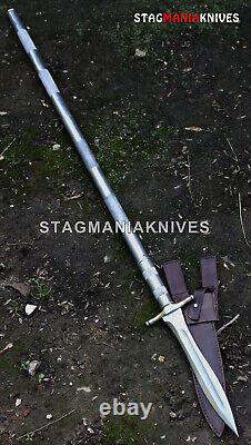 45'' Hand Forged J2 Steel Hunting Complete Sharp Dagger Spear Blood Grooved