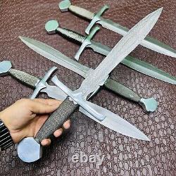5 Pcs Lot! Hand Forged Damascus Steel Blade Camping Knife, Dagger Hunting Knife