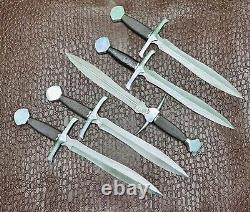 5 Pcs Lot! Hand Forged Damascus Steel Blade Camping Knife, Dagger Hunting Knife