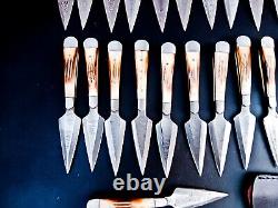 50 Pcs Lot Hand Forged Damascus Blade Handmade Hunting Knives Bozam Dagger Knive