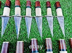 50 Pcs Lot! Hand Forged Damascus Steel Blade Camping Knife, Dagger Hunting Knife